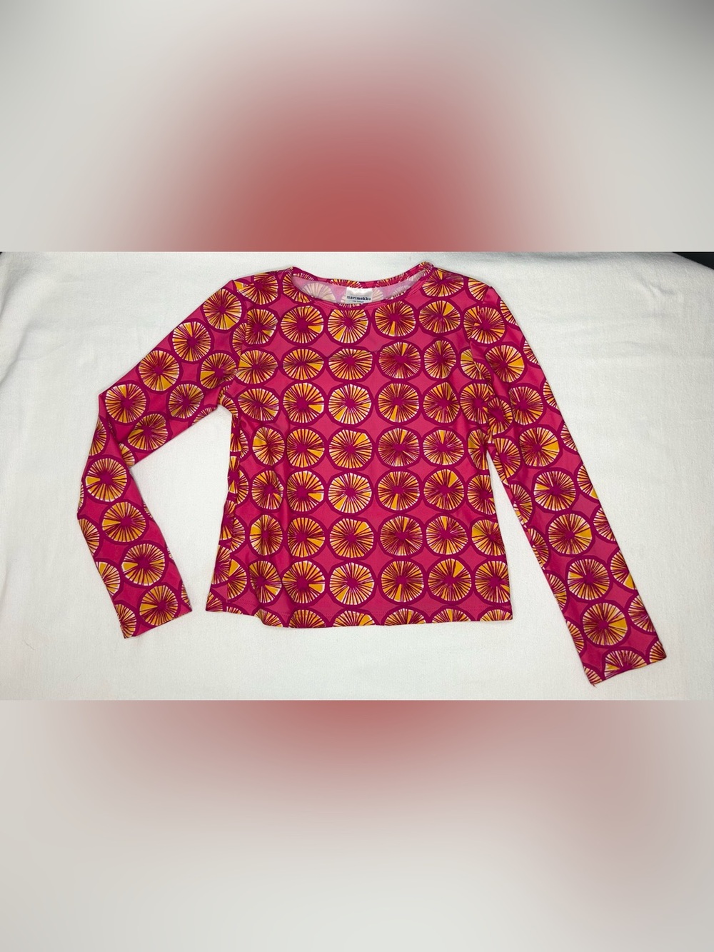 Marimekko For Target Rash Guard Girls S 6-7 Pink Geometric Long Sleeve Swim Top